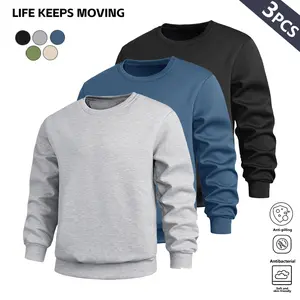 Solid Color Versatile Men's Crew Neck Sweater Ribbed Edge Soft Skin-Friendly Durable Casual Sports Bottoming Shirt Multi-Color Optional Four-Season Wear
