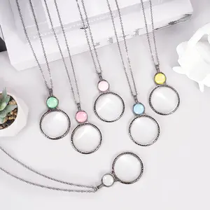 Magnifying Glass Necklace for Women, Portable Magnifying Glass, 10X Magnifying Monocle Necklace Pendant Vintage Reading Magnifier Lens