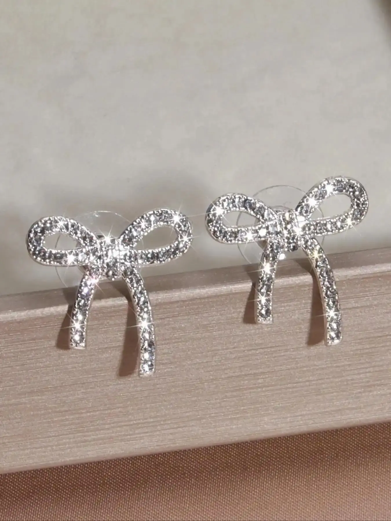 Rhinestone Decorated Bling Bow Design Dangle Earrings, Cute for Women Girls, Fashion Jewelry Party, Daily Clothing Decor, Trendy All-match Exquisite Birthday Gift, Quality Assurance, Versatile Match Luxury Promise