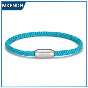 Men Women Minimalist Single Nautical Survival Rope Paracord Bracelet Stainless Steel Yoga Magnet Jewelry