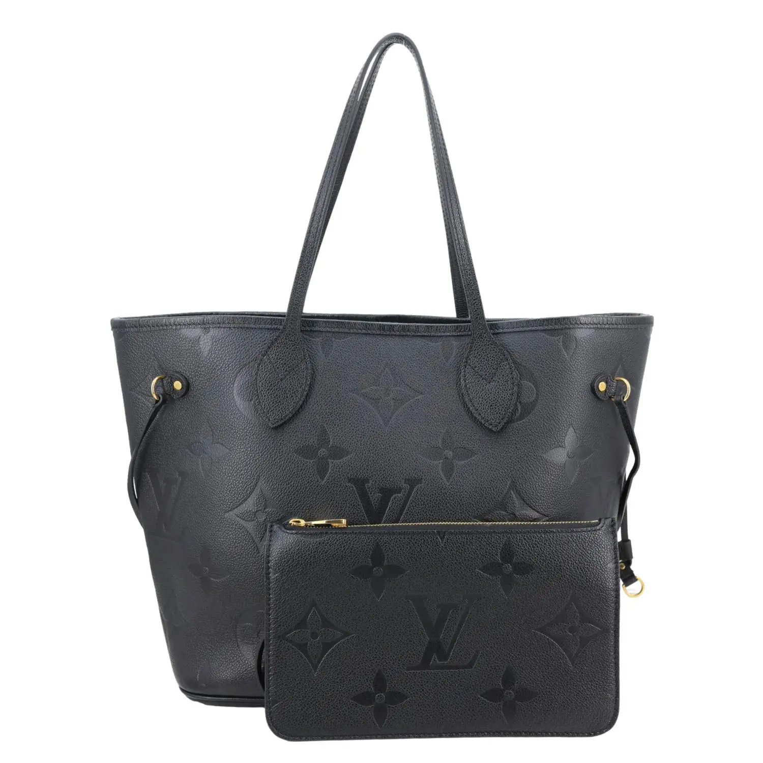 Pre-owned Louis Vuitton Leather Shoulder Bags Neverfull MM Empreinte Tote Shoulder Bag Black