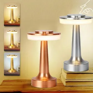 Retro Bar LED Table Lights USB Rechargeable Desk Lamp with Dimmable Night Light for Bar Kitchen Decoration in Gold Silver Rose Gold Colors