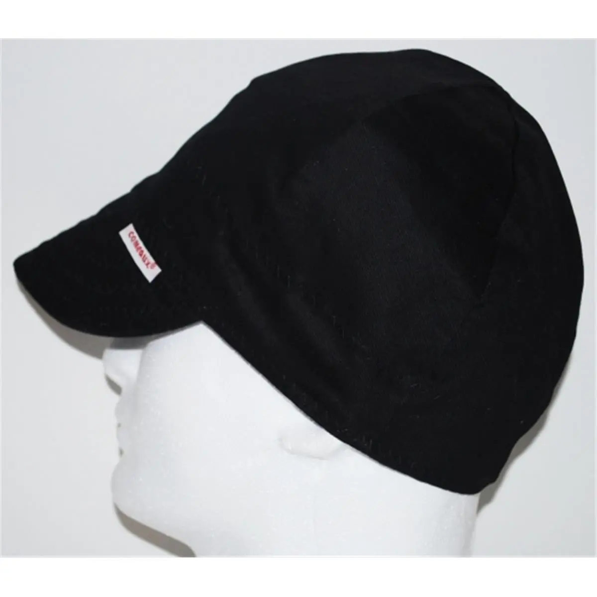 Comeaux's Fitted Fabric Welder Cap - Single Sided Workwear Hat with Super Soft Curved Brim, Black, 7 5/8 in. Size, 118-1000-B-7-5/8