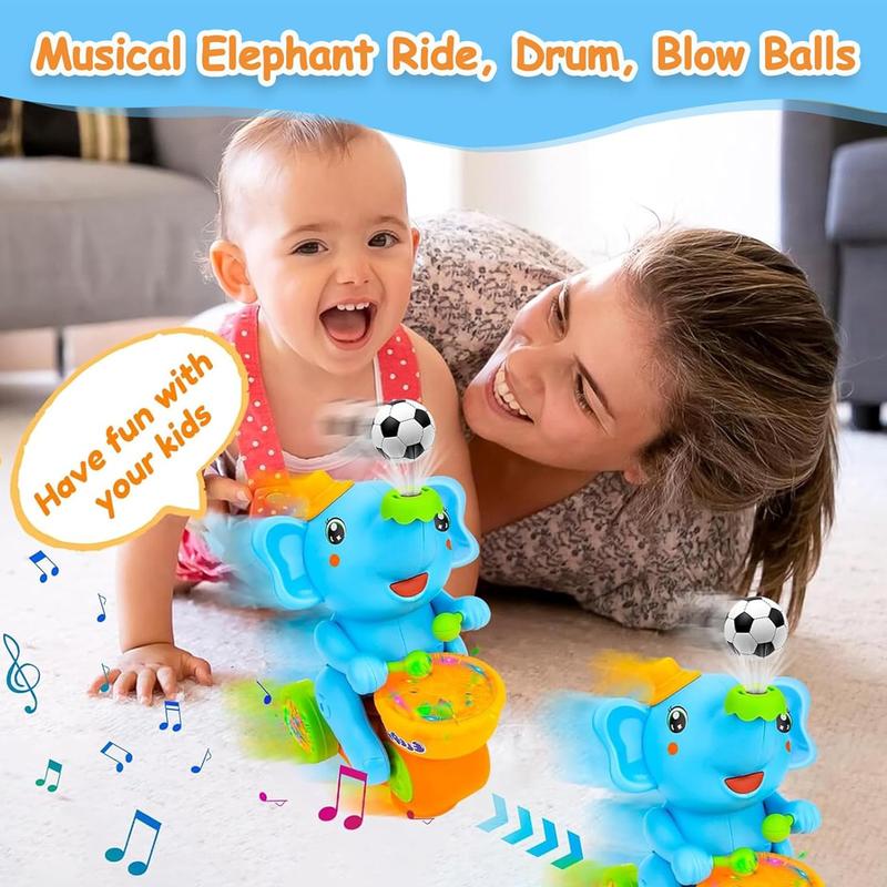 Musical Crawling Baby Elephant Toy with Blowing Balls & Lights Random color- Interactive Sensory Toy for Infants 6-12 Months | Birthday Gift for Boys & Girls ﻿