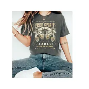 Comfort Colors Free Spirit Boho T Shirt for Woman, Cute Trendy T Shirt, Dreamer Boho Hippie Shirt,Boho Shirt, Celestial Butterfly Shirt