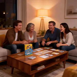 Family Fun Trivia Challenge Card Game, Interactive Cards for Family Participation, Tabletop Party Game, Perfect for Travel, Holidays, Parties