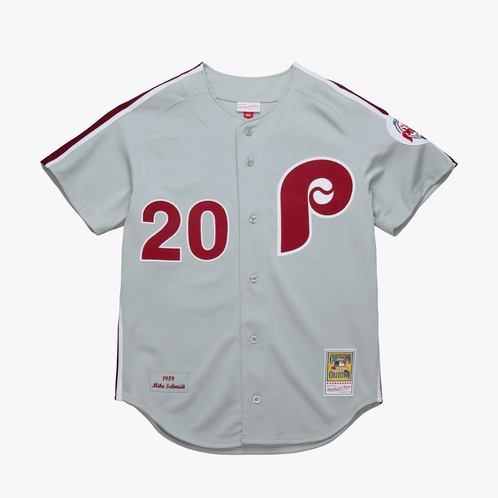 Mike Schmidt Philadelphia Phillies 1989 Gray Authentic Road Jersey MLB Throwback Baseball Cooperstown Fan Gear Mitchell & Ness