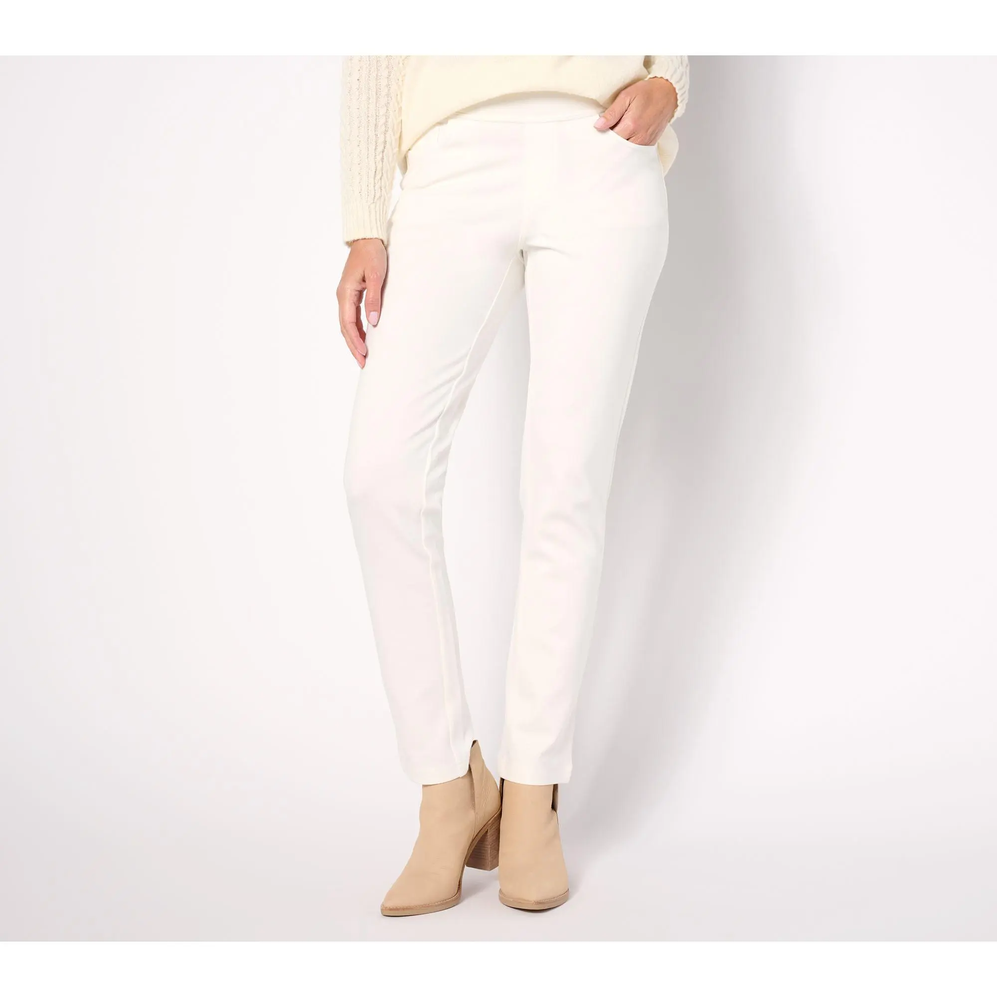 Belle by Kim Gravel Petite Perfect Ponte Straight Leg Pant