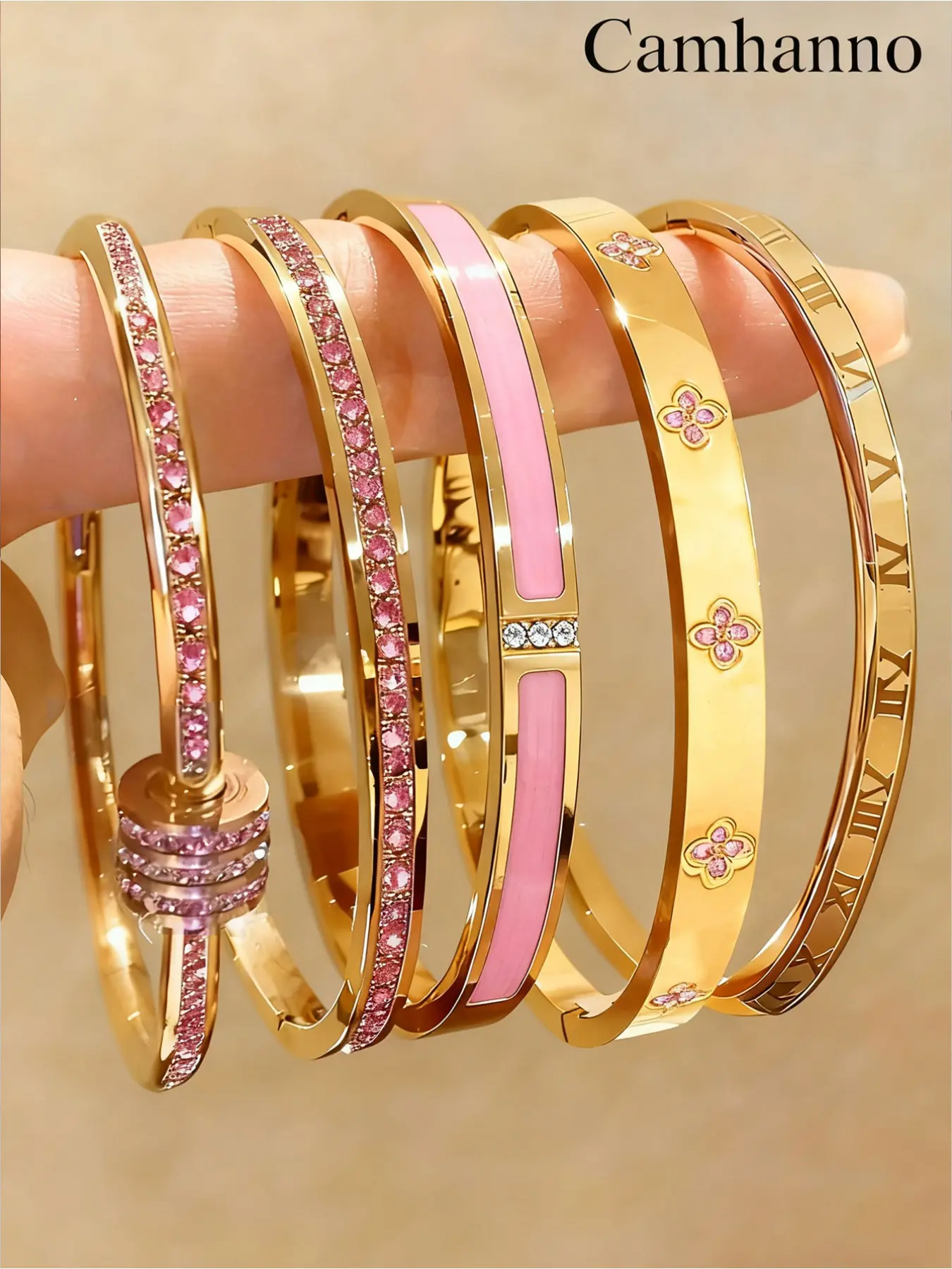 5-piece elegant and luxurious stainless steel Bangles Bracelets Set, Bracelet Sets, suitable for both women and men's high-quality fashion bracelets, durable and trendy accessories for daily travel, Fashionable Bangle, Jewelry Bracelet