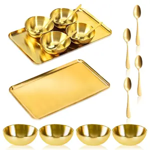 9 Pcs Gold Facial Supplies Large Gold Skincare Tray 4 Stainless Steel Facial Mask Mixing Bowls 4 Esthetician Mixing Spoons Spa Tray Esthetician Bowls for Mask Body Care Bathroom