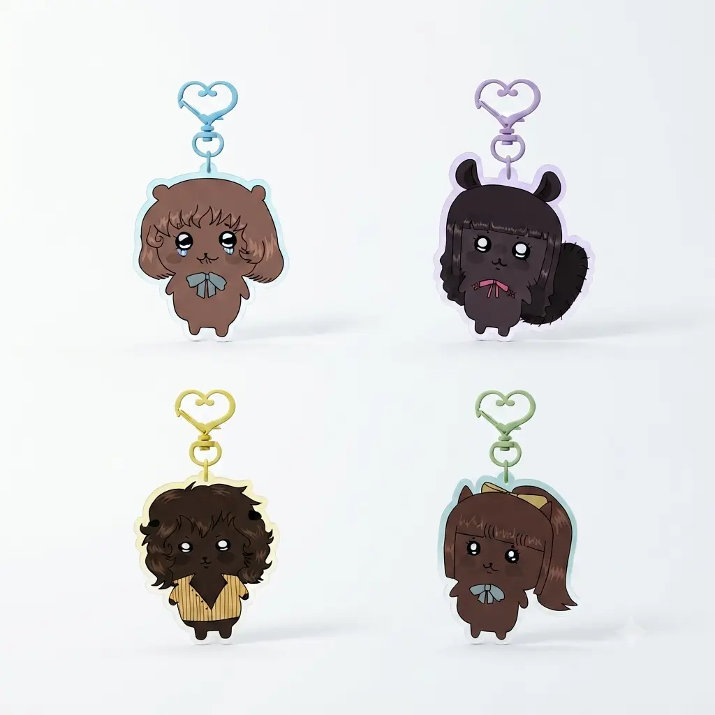 Tomoko Hachiware Keychain, Kaoru Rakko, Nanako Chiikawa, Mariko Momonga Keychains