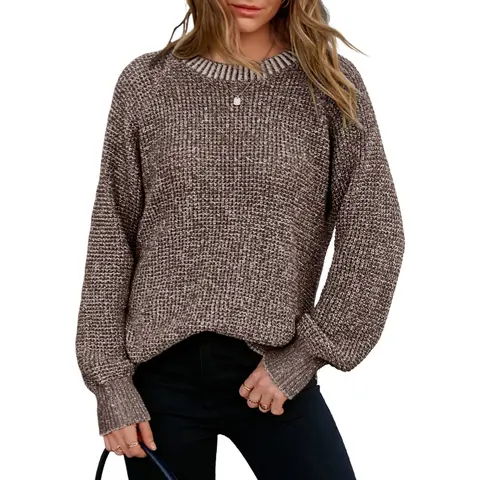 Dokotoo Women's Oversized Waffle Knit Pullover Sweaters Fall Outfis 2026 Classic Crewneck Pullover Tops with Round Hem Teacher Clothes Casual Travel Vacation All Day Wear Cute Trendy Winter Clothing