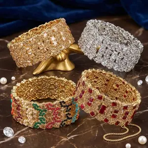 Premium Openable Statement SINGLE Bangle - 2.2, 2.4 and 2.6 - with Gold Plating and Colorful Gemstones for Festive Wear simple style jewelry