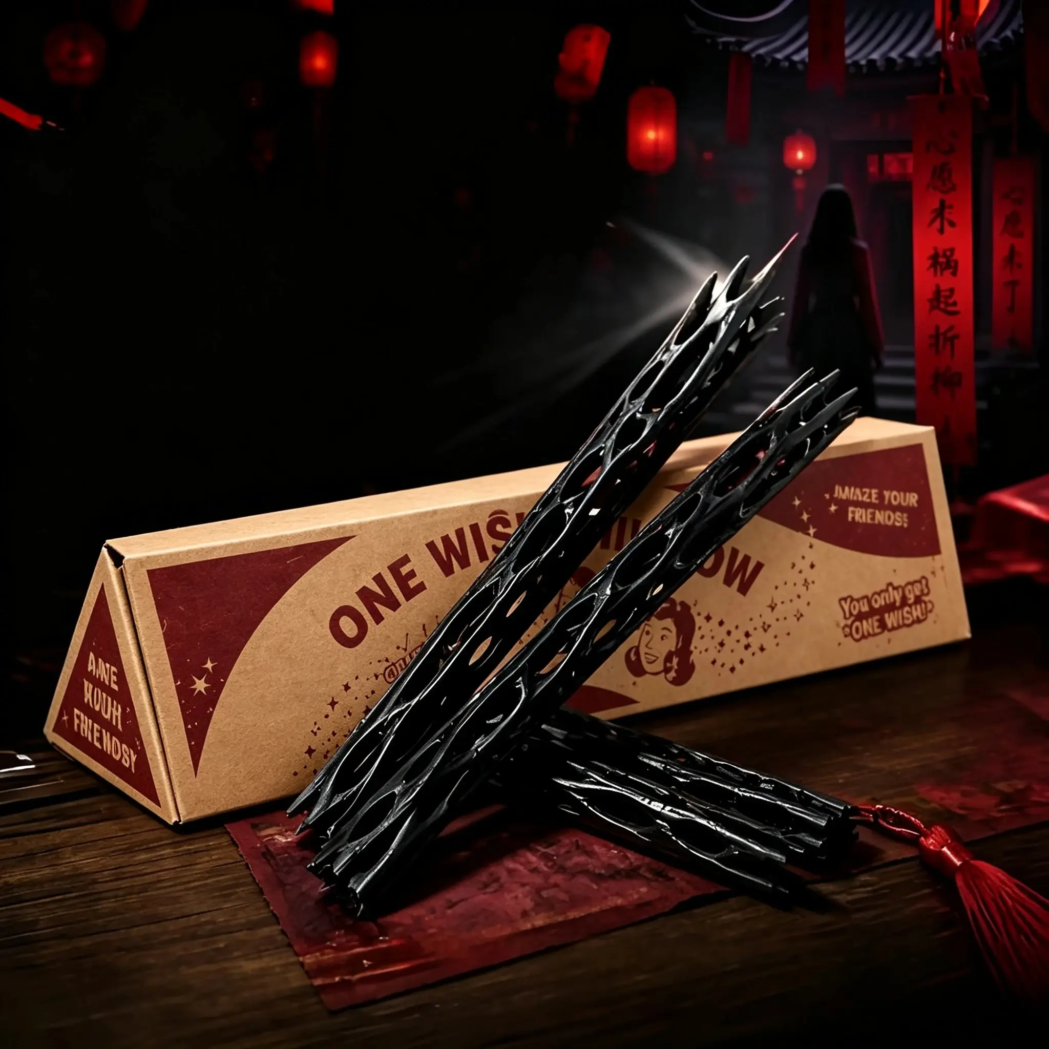 One Wish Willow Stick Ornament Holloween Movie Cosplay Props Obsession Wish-Making Snap Sticks Gift Magic Willow Wood with Box