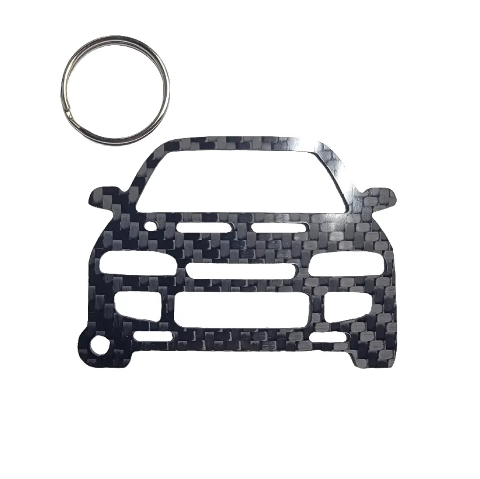 Carbon Fiber keychain for Mitsubishi Lancer Evolution III CE9A (1995-1996) Inspired Lanyard Keychain front view glossy twill