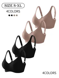 4Pack/ 6 colors, seamless, wire-free bra, Wireless sports bra, Workout bra, Seamless Sports Bras, XS - XL sizes, push-up, adjustable straps, sports vest, suitable for daily wear, parties, yoga, comfortable, breathable, skin-friendly