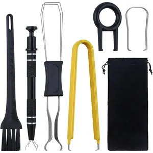 6 count Keyboard  Puller Kit 2-in-1  Puller Keycap Puller Key  Key Extractor Kit with Brushes,4-Jaw Gripper for Mechanical Keyboard  Component Removing Fixing