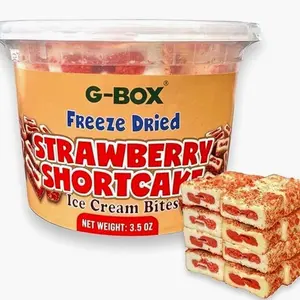 G-BOX Freeze Dried Ice Cream| Crunch Strawberry Shortcake Ice Cream Bites - Perfect for Camping, Outdoor, and Party - Air-tight Sealed in a Deli Container (3.5 OZ Strawberry Shortcake)
