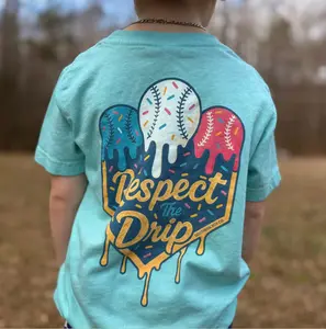 Respect The Drip Baseball Shirt Youth And Adult T-Shirt And Sweatshirt Graphic Tees, Tees, Graphic Shirts Ice Cream Melt Baseball Aesthetic Trendy Sports Fan Gift For Men Women Kids Casual Outfit