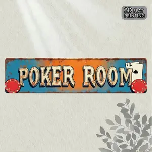 1PC 2D Flat Vintage Casino Metal Sign-Rustic Iron Wall Art, Designed with Playing Cards and Bets, Perfect for Bars, Restaurants, Living Rooms, Garages, Offices - Unique Gift Idea, Bar Wall Decoration, Home Decoration| Vintage Wall Art| Durable Wall Sign