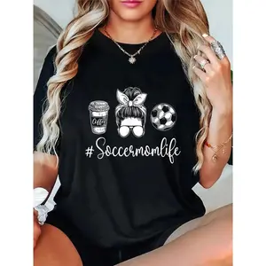 S-5XL Plus Size 100% Cotton Soccer Mom Life Soccer Lover Mom T-Shirt