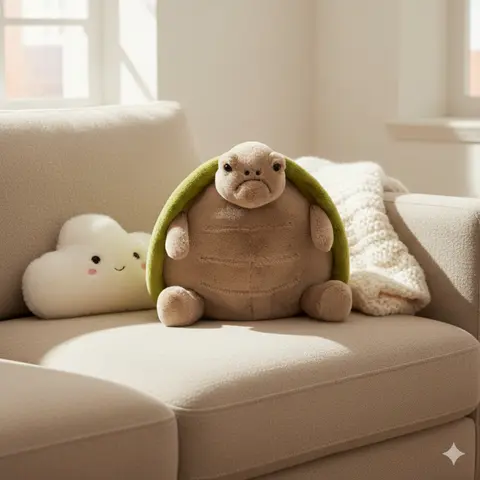Timmy Turtle Weighted Stuffed Animal - Skin-Safe Cotton Plushie, Soft Huggable Soft Squishy Companion, Huggable Sleeping Companion, Anxiety Relief Lap Weight, Cuddly Doll Gift for Kids