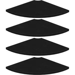 Corner Shelf Wall, 4 Tier Rounded Corner Floating Shelves, 12 Inch Deep Corner Shelf, Wood Corner Wall Shelving for Living Room Bedroom, Black