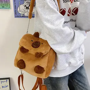 Capybara 2025 Cute Backpack - Plush, Durable Casual Bag for Girls - Gift for Any Occasion, Lightweight, Faux Fur Material, Comfortable Design