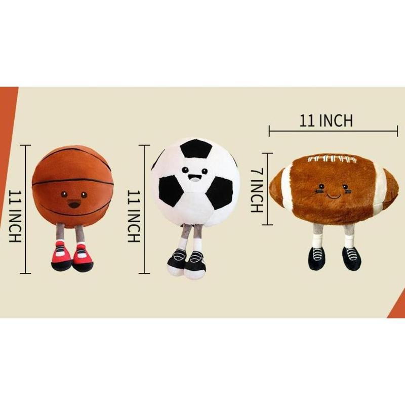 11" Cute Football Plush Toys Soft Stuffed Sport Throw Pillow Plush Ball Gift for Kids Birthday and Christmas Decoration (Footless - Basketball) Durable Fluffy
