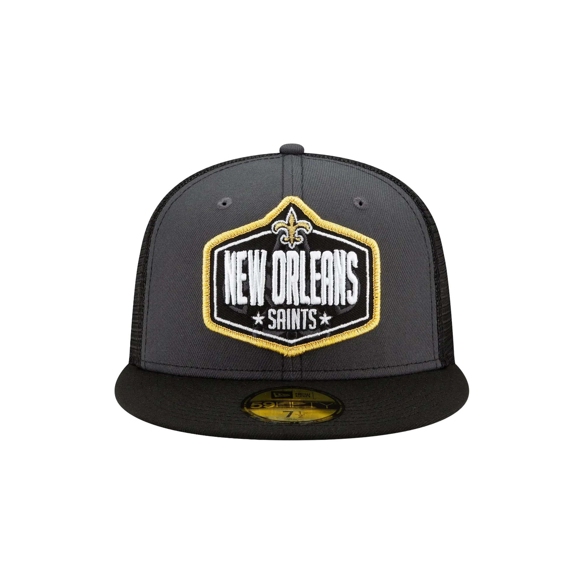 59FIFTY New Orleans Saints 2021 Draft Fitted Hat "Graphite and Black / Black - Brim" NE787