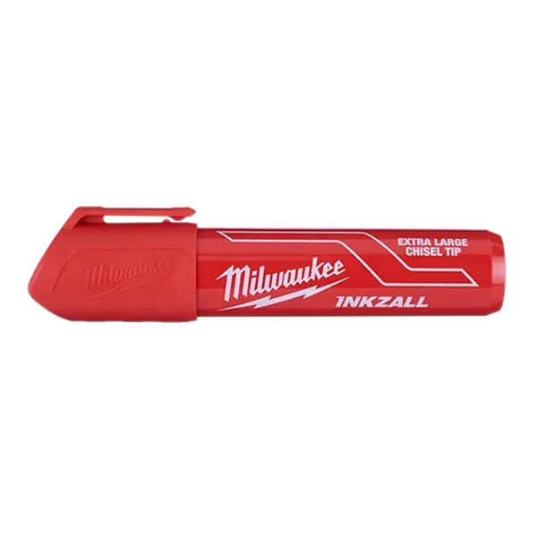 Milwaukee 48-22-3266 INKZALL Extra Large Chisel Tip Red Marker, Clog Resistant, Durable Tip for Jobsites, Wet/Oil Ready, Bigger And Bolder Writing