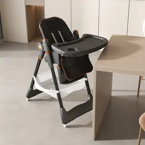 Foldable Baby High Chair BPA-Free PP Material Multicolor Rectangle Adjustable Height 5-Point Safety Belt High Stability Space Saving Portable Toddler Dining Chair for Home Travel Use