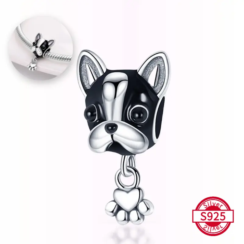 925 Sterling Silver Dog Paw Print Claw Charm - Unisex Street Style Pendant for Adults, Small Animals Jewelry Accessory, DIY Bracelet/Necklace for Daily Wear & Holiday Events, No Excessive Decor