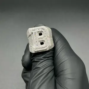 Moissanite letter B rings