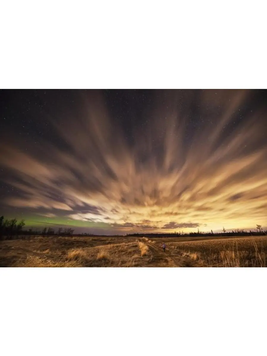 Night Sky with Aurora Borealis - Thunder Bay Ontario Canada Poster Print by Susan Dykstra - 18 x 12