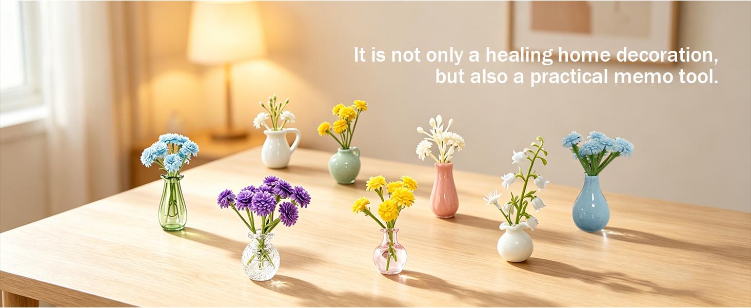 8 Pcs Aesthetic Mini Vase Magnets + FREE Surprise Flowers! Glass Set