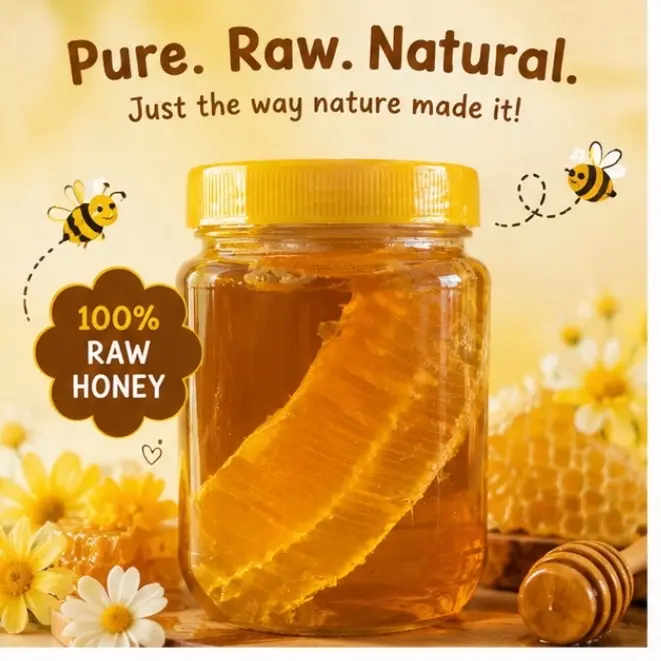 100% Pure Raw Honey with Honeycomb
