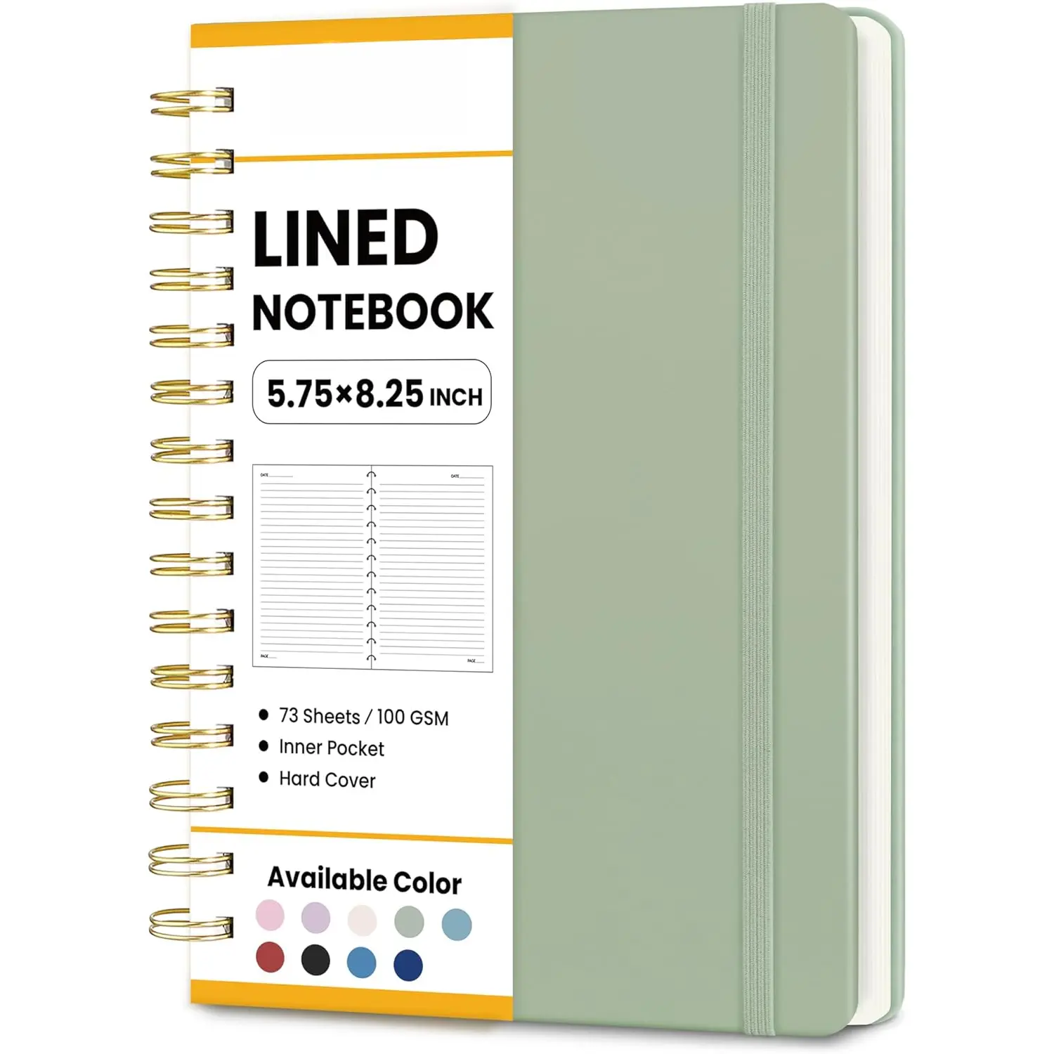 Journaling Notebooks, A5 Lined Spiral Notebook for Women, 146 Pages College Ruled Hardcover Notebook for Work, Note Taking, Journaling and Office School Supplies, A5 - Sage Green