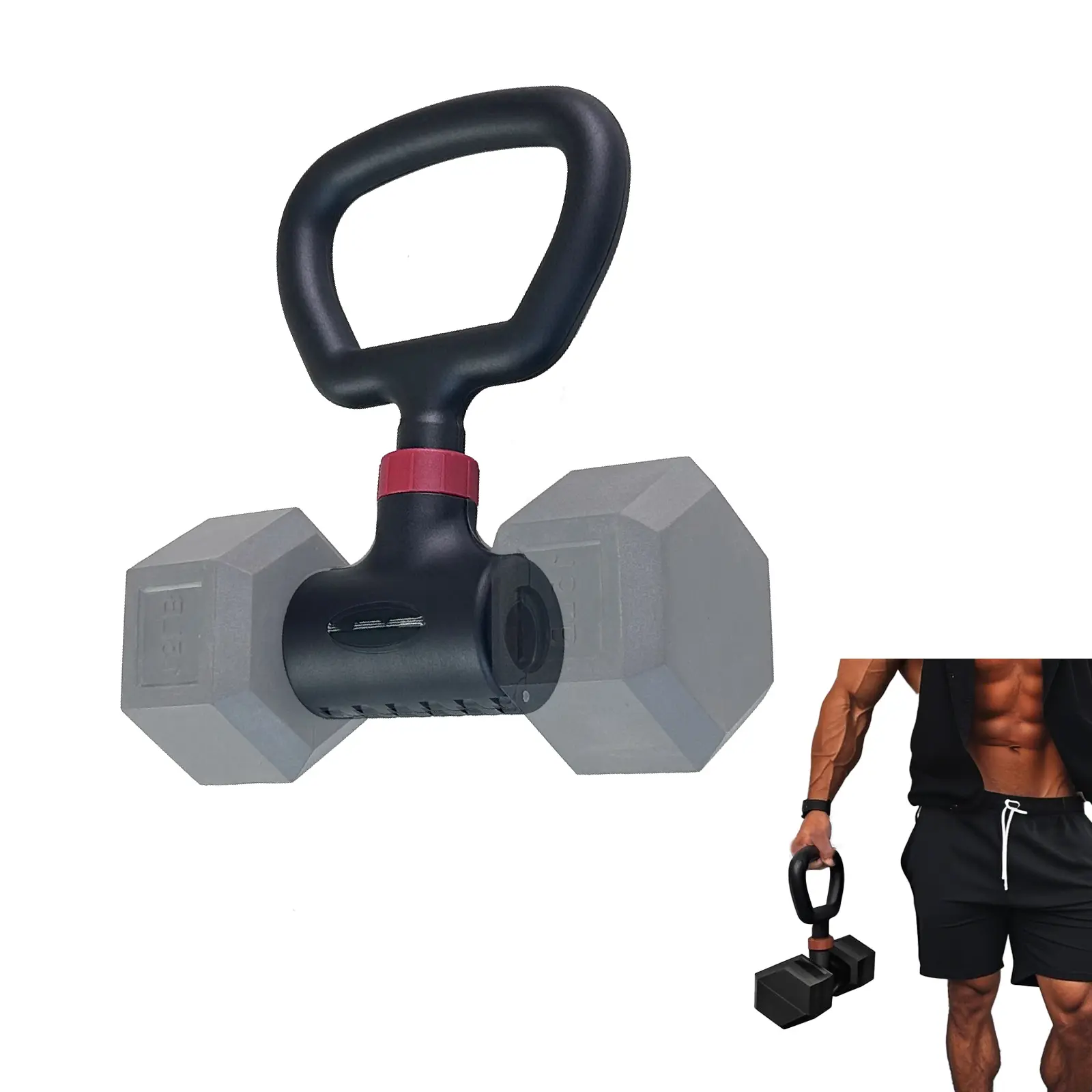 Adjustable Dumbbell Converter, Black Stainless Steel Barbell Connector Kit for Home Fitness, 200 lb Capacity, Great for Home Strength Training
