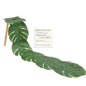 Nordic Artificial Monstera Table Runner, Tropical Hawaiian Party Decor, Faux Plant Table Accessory, Home Kitchen Decoration