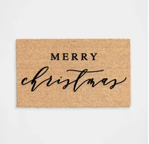 Merry Christmas Doormat Handcrafted Flocking Front Porch Decor Resistant to Rain and Dirt Perfect for Holiday Welcome