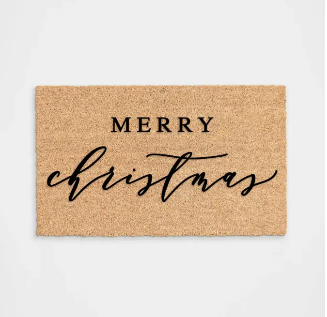 Merry Christmas Doormat Handcrafted Flocking Front Porch Decor Resistant to Rain and Dirt Perfect for Holiday Welcome