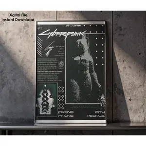 Cyberpunk Teal & White Poster - Futuristic Vintage Art Decor For Modern Spaces