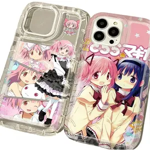 Cute Pink Girls Madoka Magica Anime Phone Cases For iPhone 17 Promax Pro Air 16 Plus 15 14 13 12 Transparent Shockproof Protective Cover