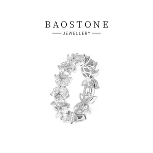 BAOSTONE Lab Created Artificial Gemstone 925 Silver Ring-Alice's Halo-#J147
