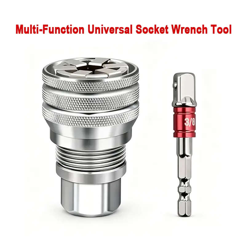 2pcs Multi-Function Universal Socket Tool Adjustable Wrench Fits 3/8 Inch Ratchet Torque Wrench & Power Drill For Household Auto Maintenance