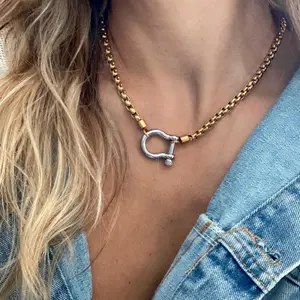 Flash & Finesse Two-Tone Shackle Necklace| Waterproof Stainless Steel Festival Gift