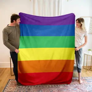 Pride Rainbow Blanket Super Soft Double-Sided Flannel for Bed Sofa Bedroom Living Room Car Office Air Conditioner Comfortable Perfect Gift