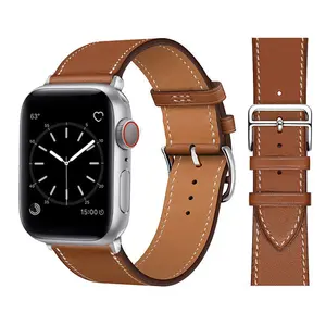 Leather Band For Apple Watch Bands Series SE 9 8 7 6 5 4 3 2 1 Ultra/2 49mm 45mm 41mm 44mm 40mm 42mm 38mm, Genuine Leather Replacement Band for iWatch, Leather Apple Watch Strap for Women & Men Accessories Wearable