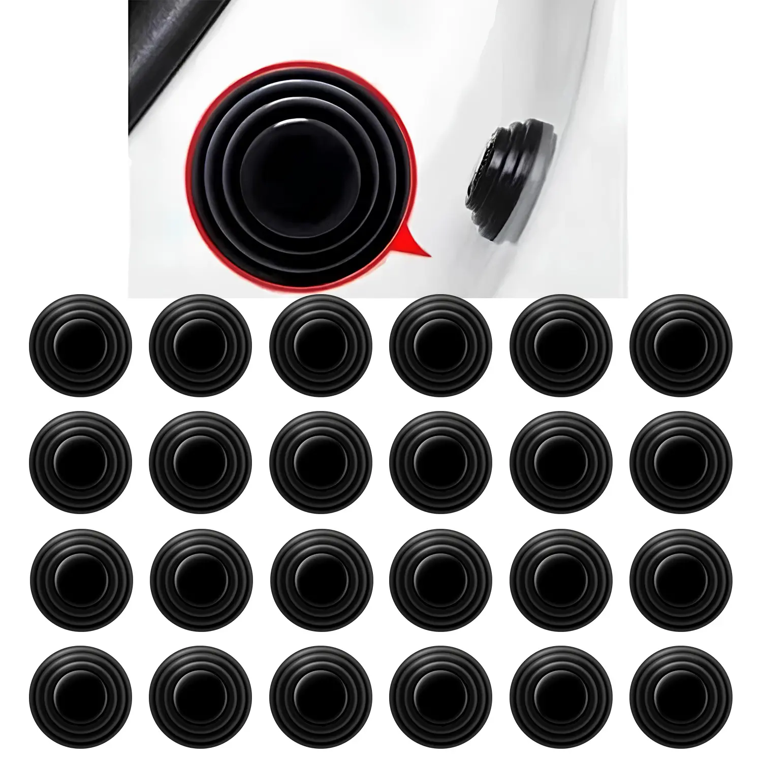 CENPIN 24PCS Car Door Shock Absorber Cushion Gasket Decoration Sticker Shock-Absorbing Gasket Anti-Collision Gasket Car Accessories